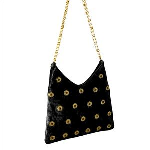 Vintage adrienne vittadini handbag / Shoulder bag with gold chain and flower